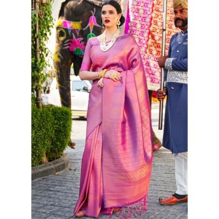 Webdemonew wine purple handloom weave kanjivaram silk saree