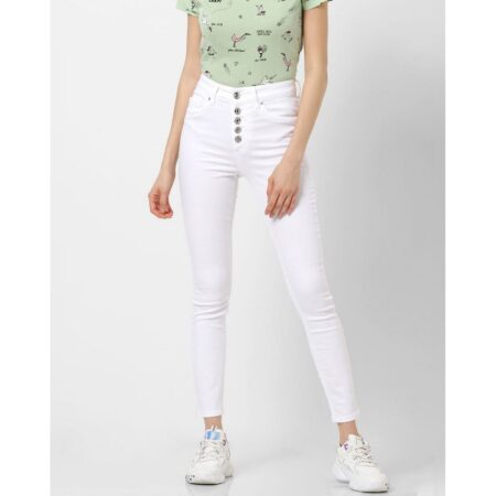 Webdemonew white high rise skinny fit jeans